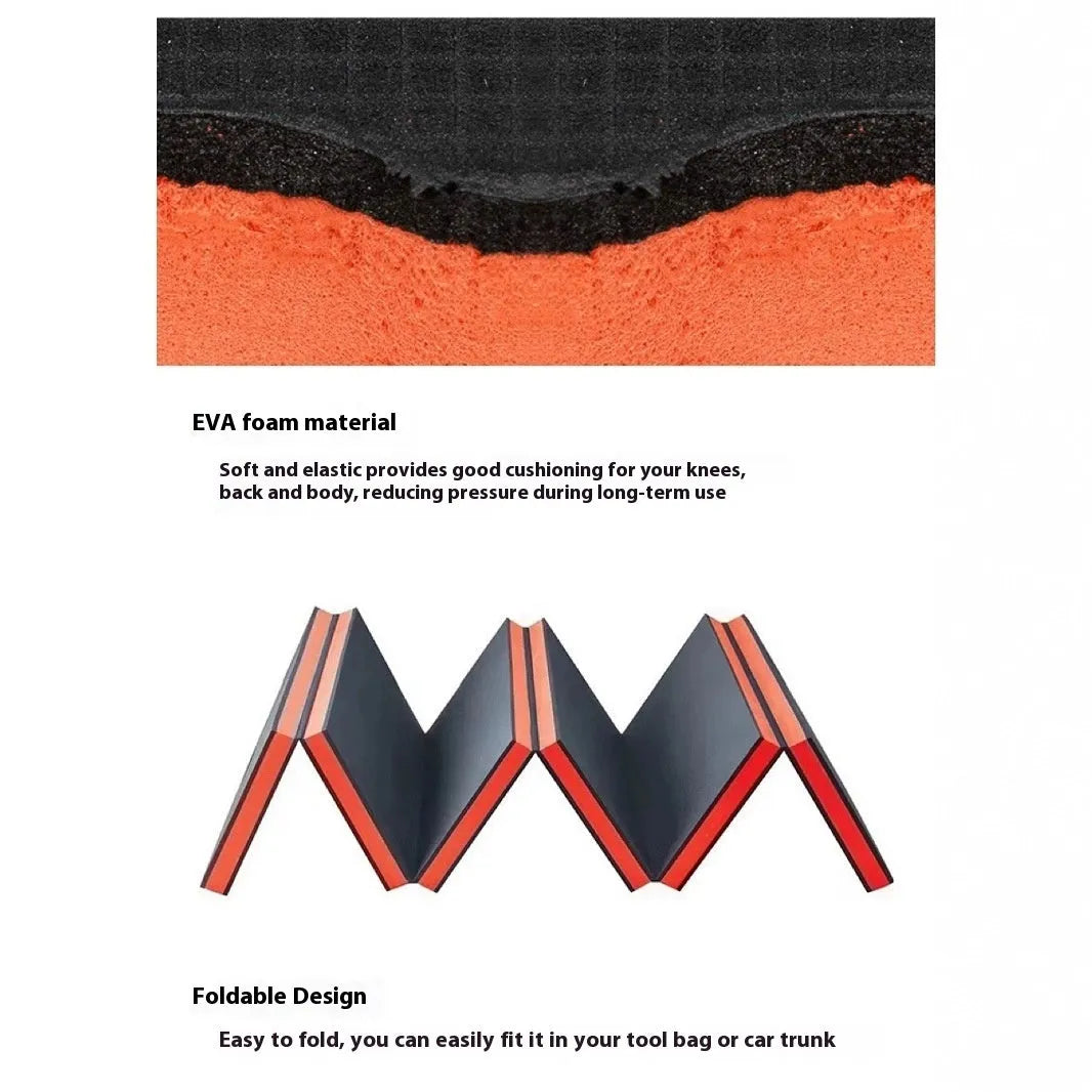 Folding EVA kneeling mat for car repair measuring 116 x 40 x 2.5 cm thickness