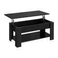 Black lifting coffee table with plate type surface in modern simplicity style for living room or office multi-function use