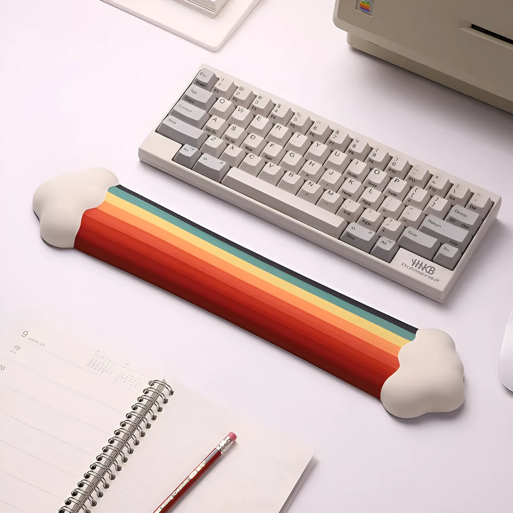 Cloud pattern silicone wrist mouse pad and keyboard support cushion set in white, black, grey, or red options