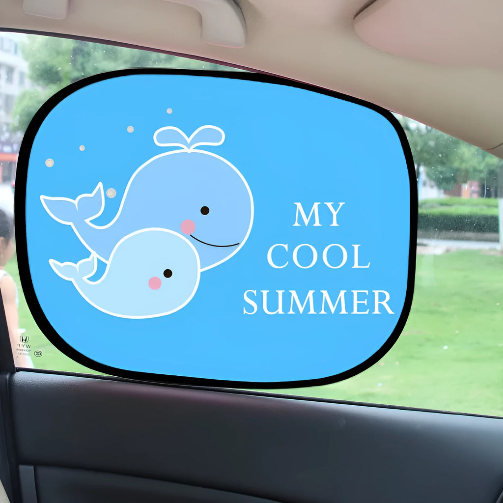 Electrostatic adsorption car sunshade pair with animal designs for side window sun protection