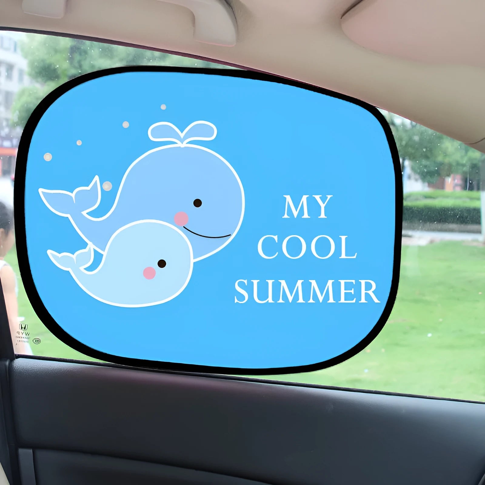 Electrostatic adsorption car sunshade pair with animal designs for side window sun protection