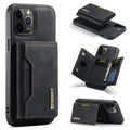 Magnetic card holder split protection phone shell for Apple iPhone, handmade PU in combination black