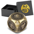 6-pack retro metal dice wheel gift box set in bronze, dark silver, and black zinc alloy with compact 3.5 cm size
