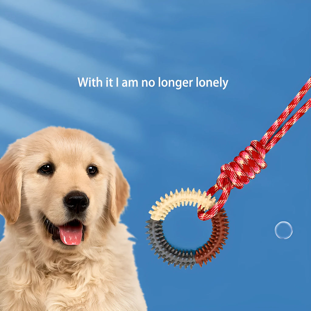 Braided cotton rope pet toy in dazzling colours with knotted design for chewing