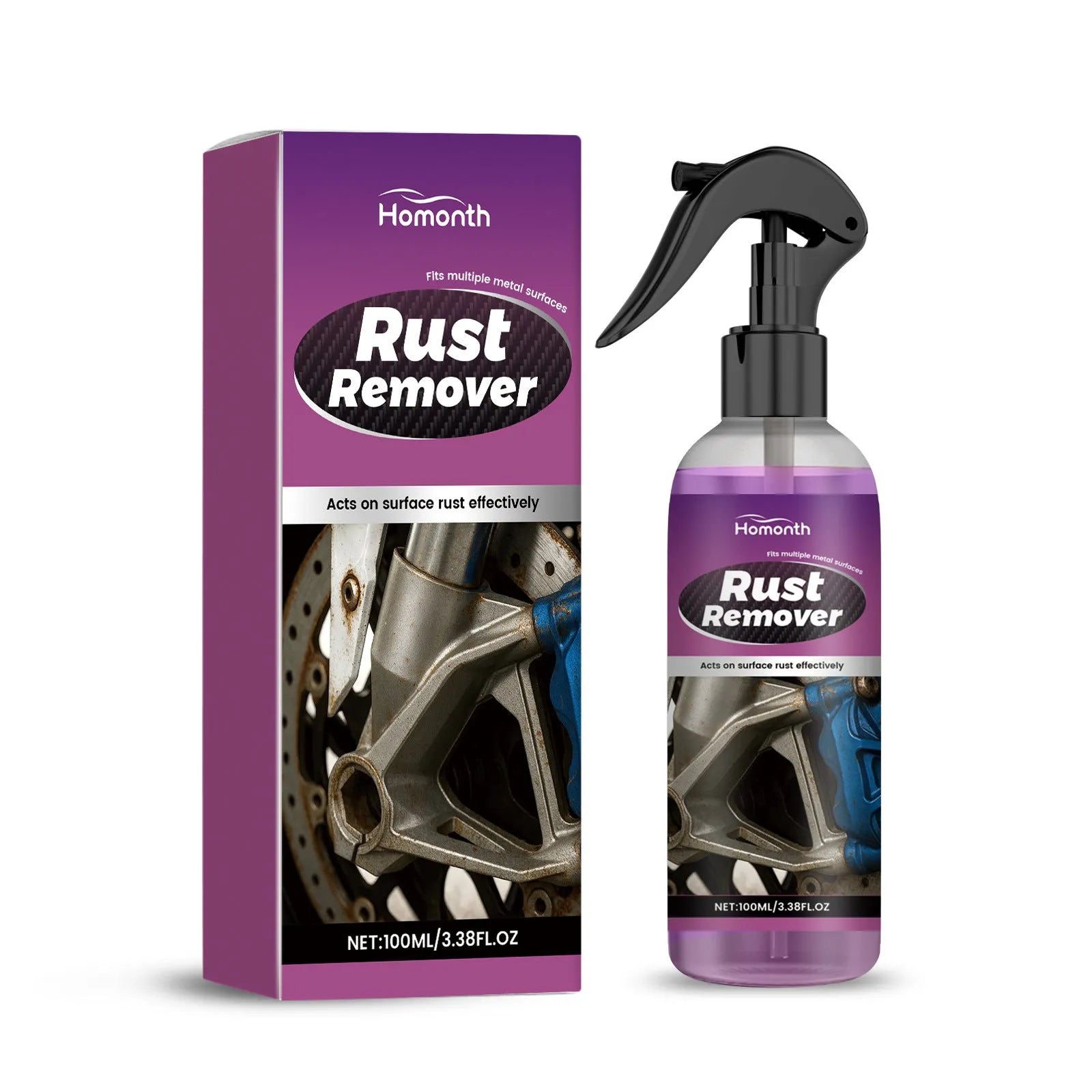 100ml rust remover bottle with citric acid and glycolic acid formulation for cleaning metal surfaces