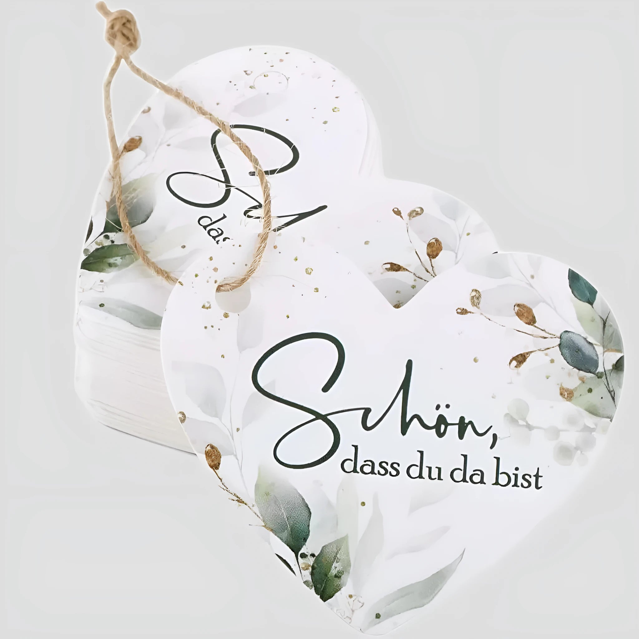 50 flower heart-shaped paper gift tags in decorative patterns with adhesive fold-over design