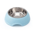 Stainless steel pet bowl with non-slip base in blue green pink colour options
