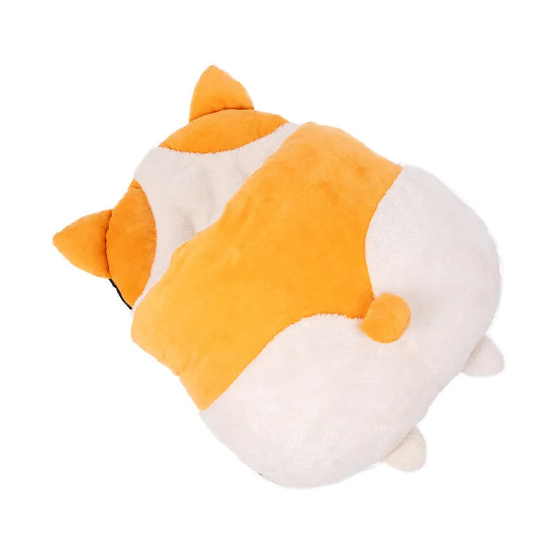 Orange semi-closed cat sleeping bag bed measuring 65cm by 53cm.