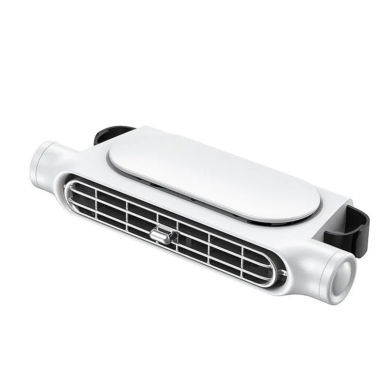 2024 model USB-powered no-blade car fan with brushless motor in beige, black, or white.