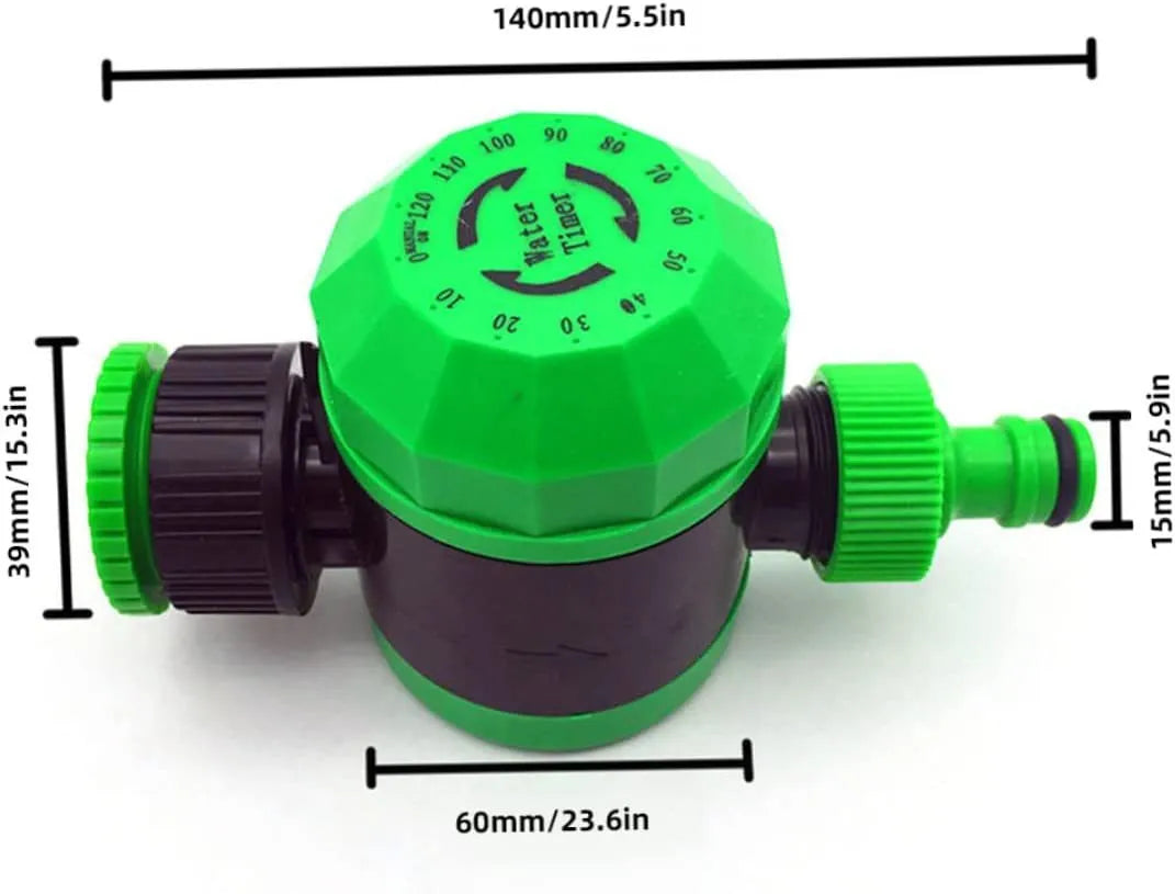 Plastic mechanical garden water timer 140mm with 120-minute timed watering and automatic shut-off