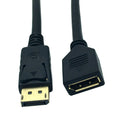 Black DP male to female extension cable 0.3 metres with standard connectors