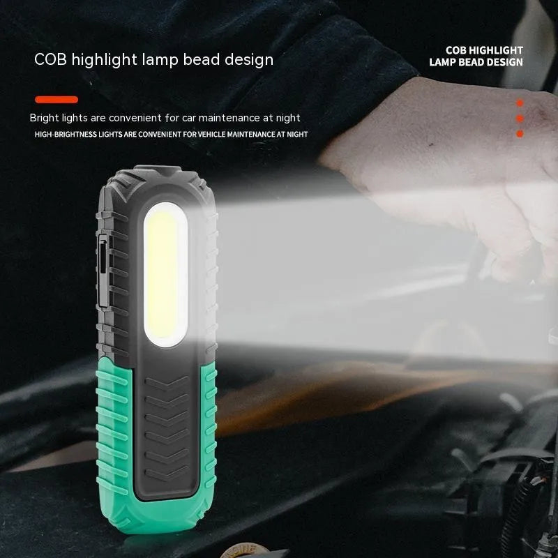 Black and green USB rechargeable auto repair work light with ABS plastic PET coating