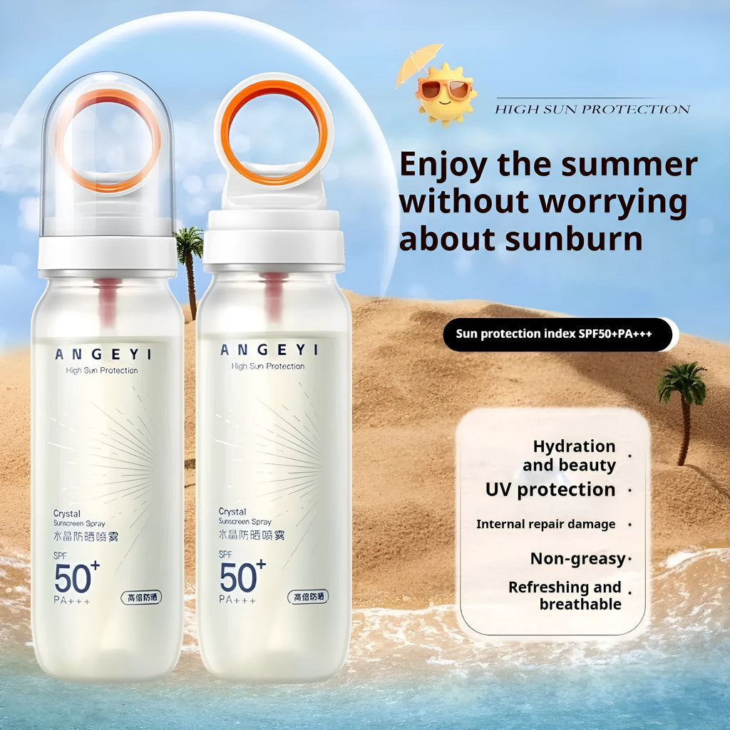 Crystal Sunscreen Spray SPF50 in 90ml bottle for military training and full body UV protection