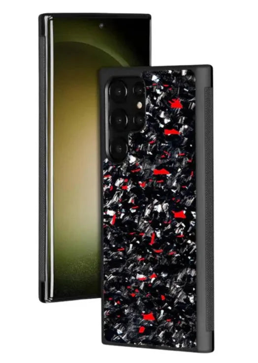 Samsung Galaxy S25 Plus and S25 Ultra protective phone case in forged carbon fibre style