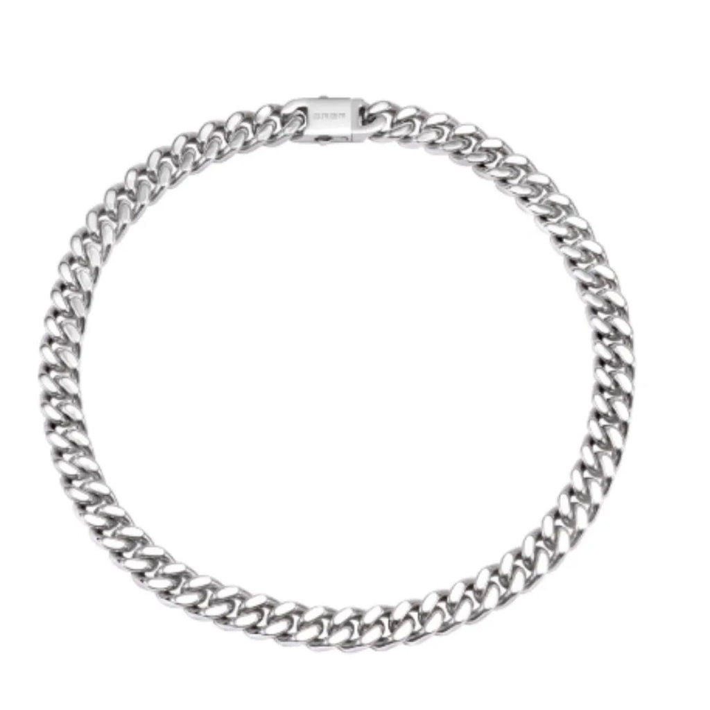 Hip-hop titanium steel Cuban choker clavicle chain with polished finish on a flat surface
