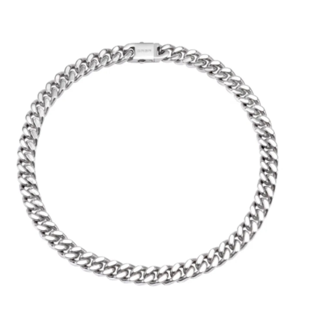 Hip-hop titanium steel Cuban choker clavicle chain with polished finish on a flat surface