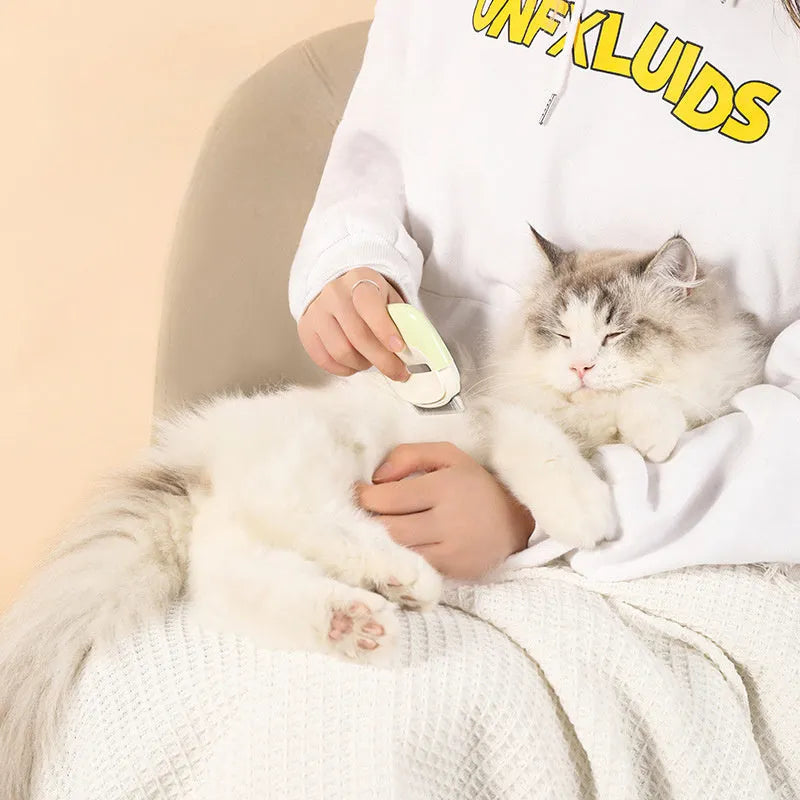 Blue dual-use pet grooming comb with cleaning needle for cat and dog hair removal