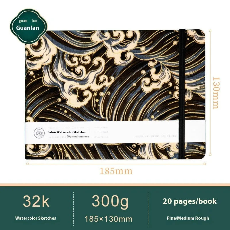 Feiluniao handmade fabric watercolour notebook with 185mm length and artistic cover designs