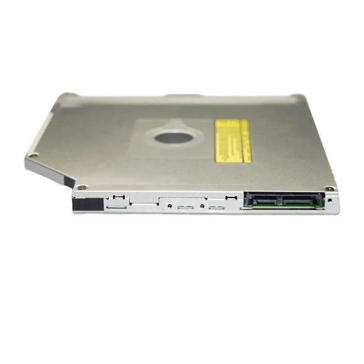 Silver MacBook Pro 13 optical drive replacement with SATA connector and UJ8A8 specification marking