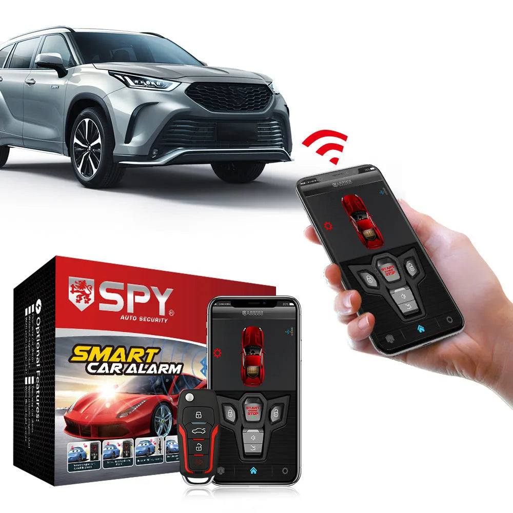 Red and frosted black one-way car alarm system with two remote controls for 3000 metre vehicle security