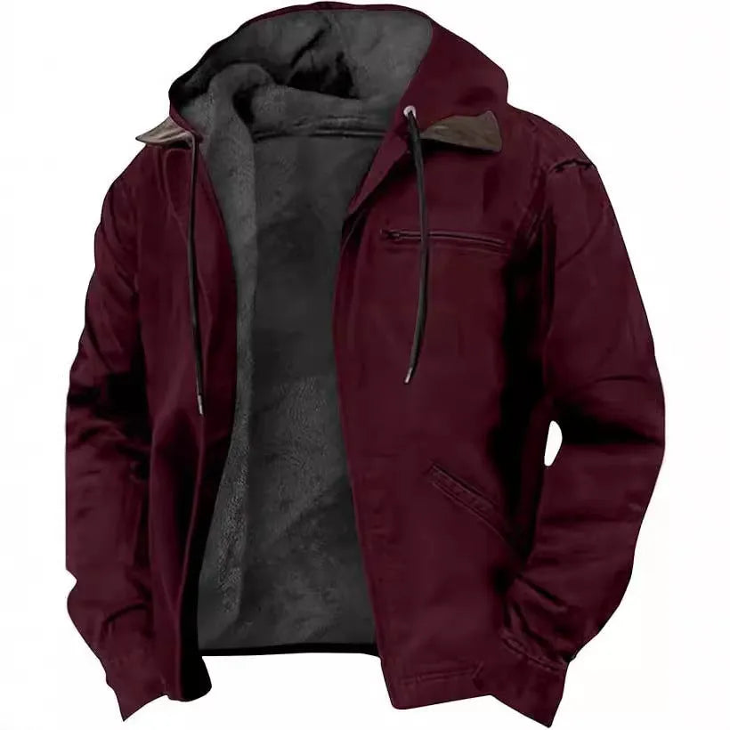 Men's hooded zip cotton-padded jacket with digital print pattern in Type A colour option