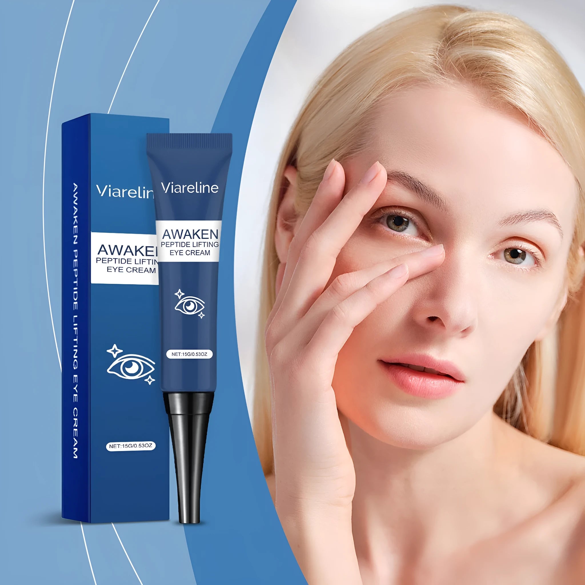 15g container of Viareline Collagen Firming Eye Cream for the eye area.