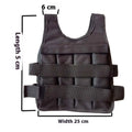 Children's adjustable voile sand vest with removable weight pouches on a mannequin.