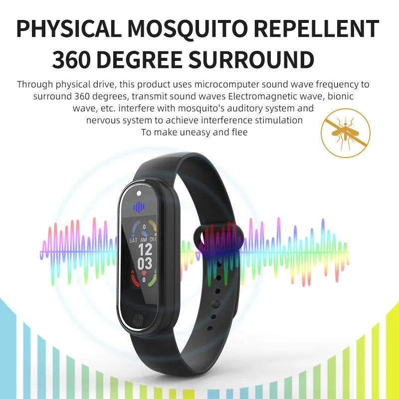 Ultrasonic mosquito repellent bracelet with USB charging in black and white colours