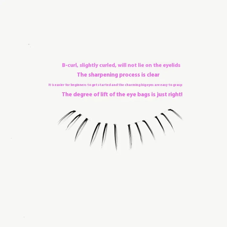 Kitten's paw false lower eyelashes with 12-row segmented design and 4-6mm length variation