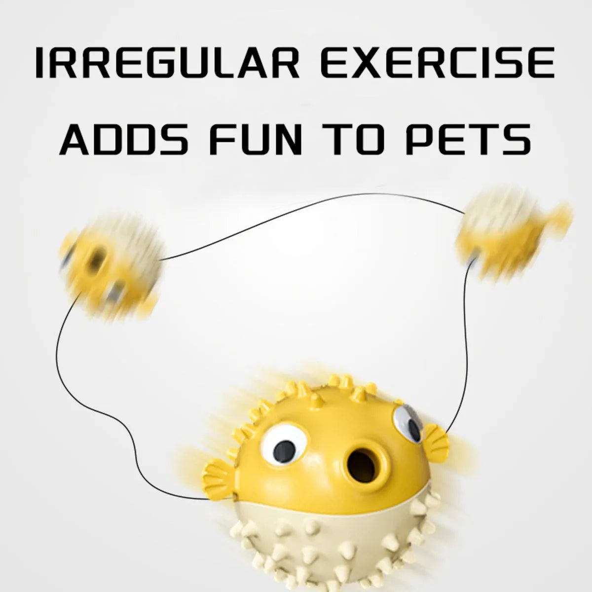 Yellow vinyl fish-shaped squeaky dog chew toy on a plain background