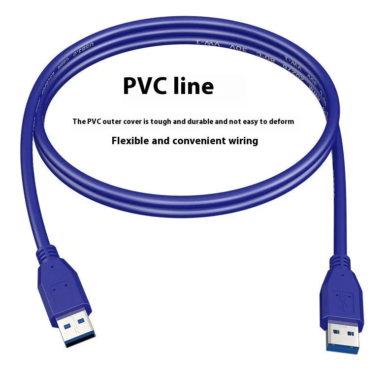 USB 3.0 public-to-public data cable with nickel-plated connectors for external hard drive connection.