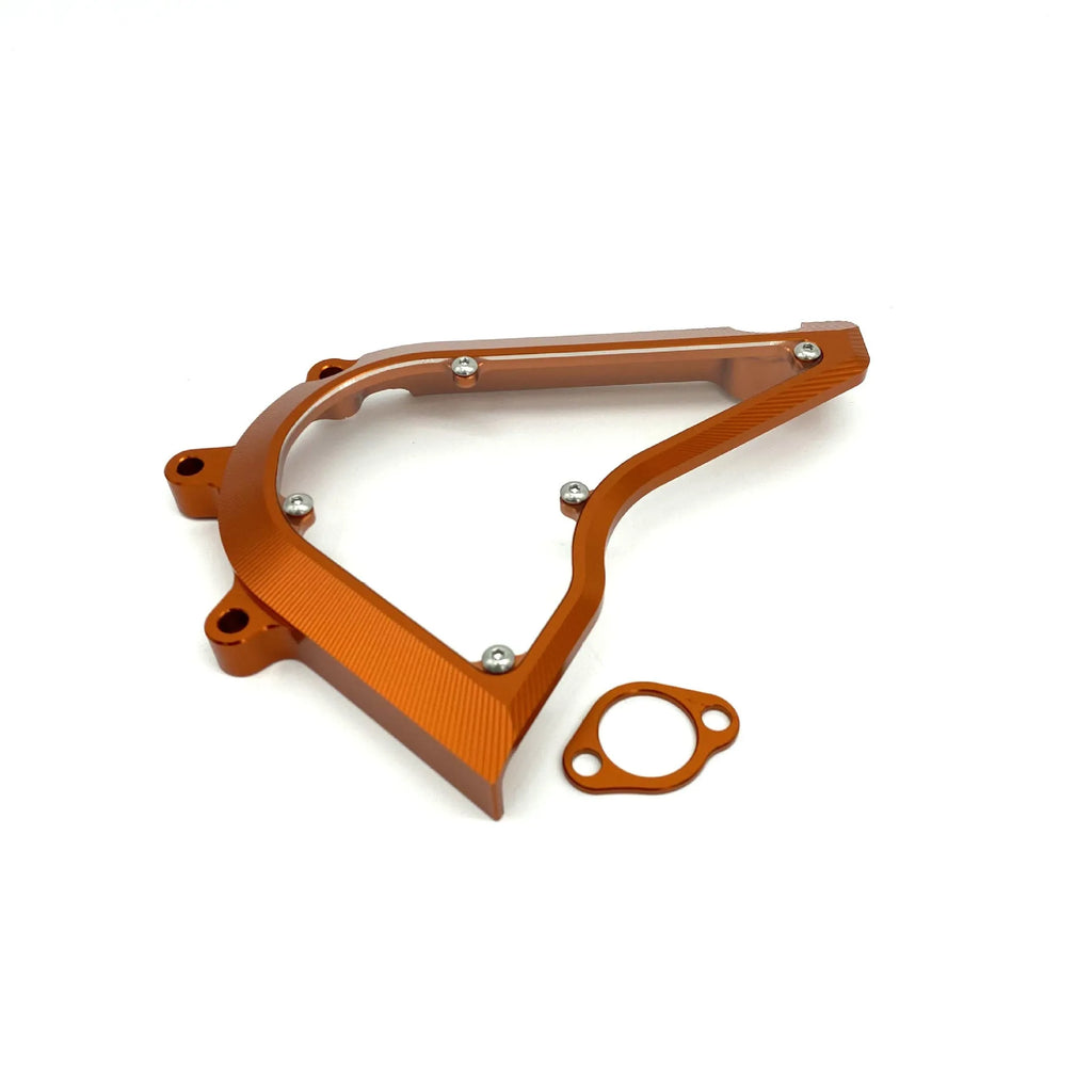 Black and orange motorcycle chain cover for KTM Duke 250 390 models with 20x15x5 cm dimensions