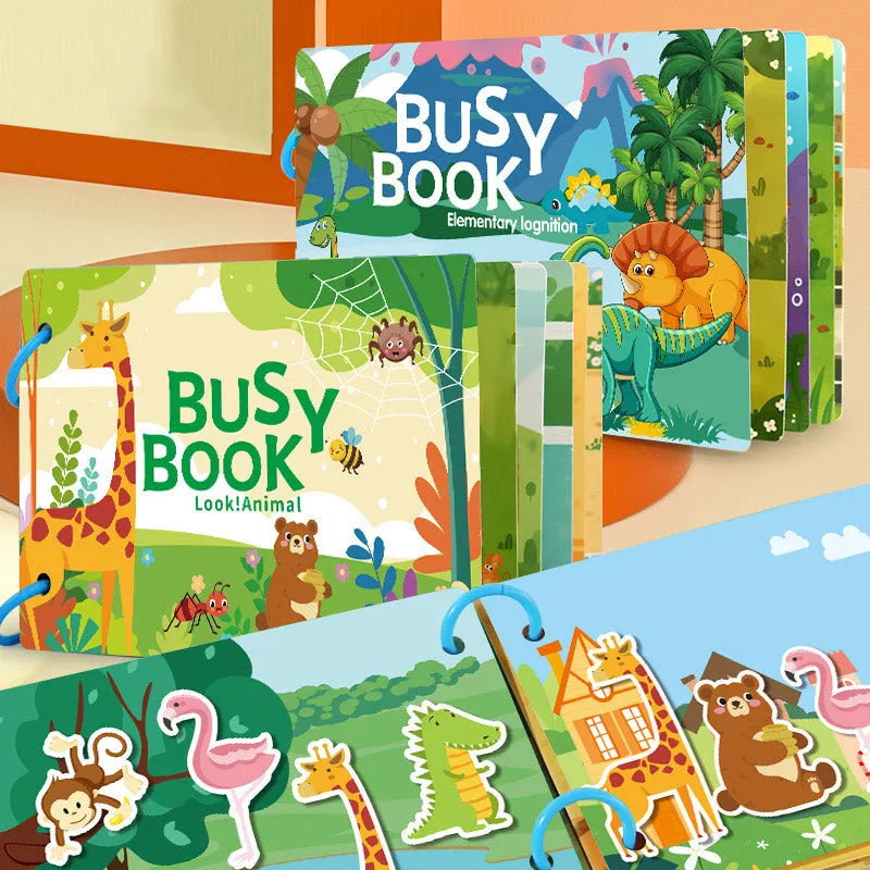 Paper educational toy set for children aged 3-6 years showing animal version with colourful illustrations