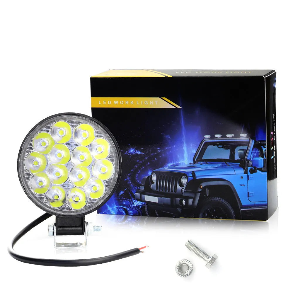 White aluminium LED work lights with round design for automotive and vehicle lighting applications
