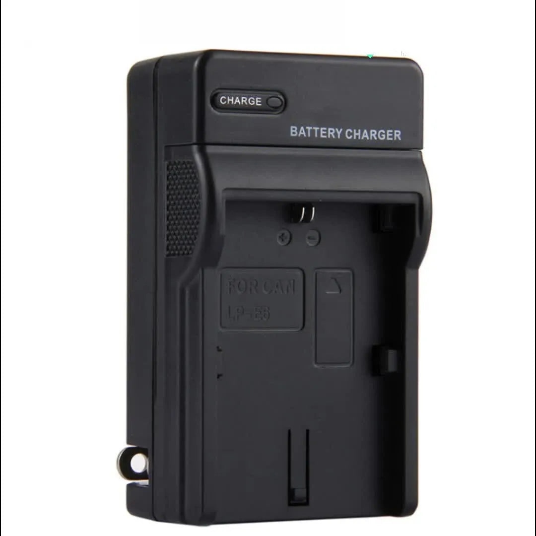 Vertical USB charger for digital camera, black, three slots, Micro-USB input, anti-slip base