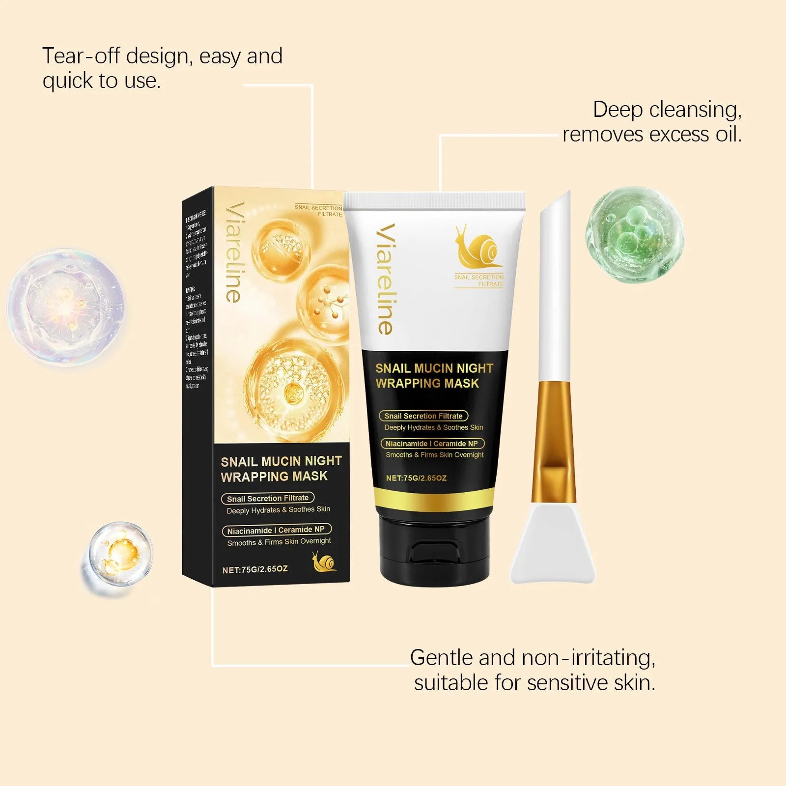 Turmeric sleep mask jar with hydrating brush for overnight facial treatment set