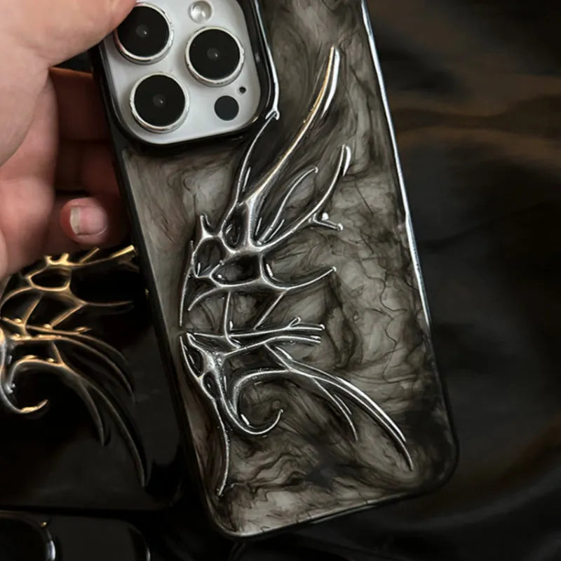 Protective iPhone case with three-dimensional blooming wings design in blurred wings colour
