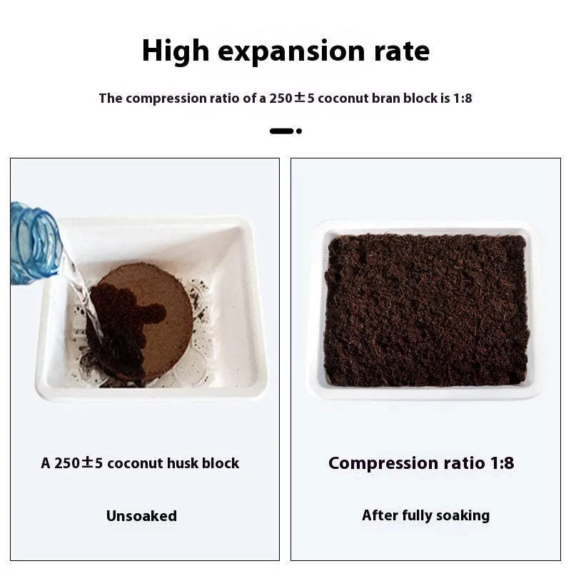 Compressed nutrient soil blocks for vegetable planting and seedling growth in various sizes.