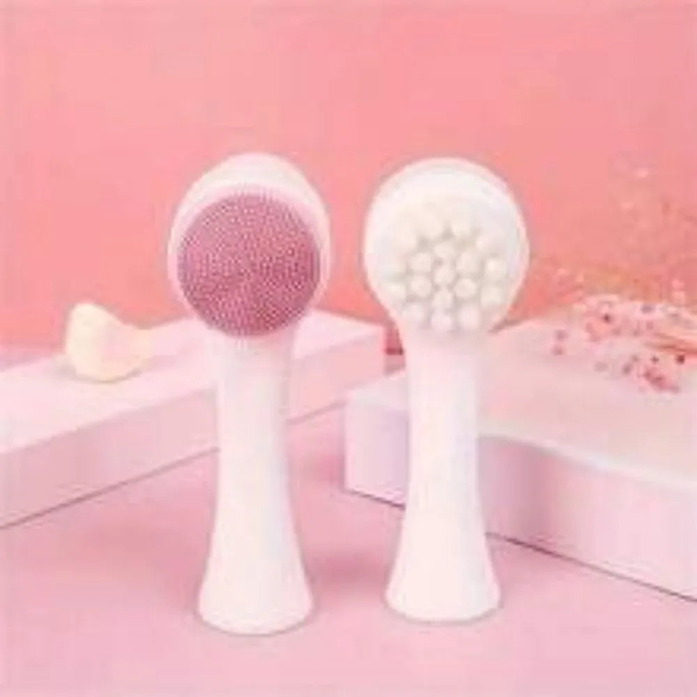 Blue nylon pet paw brush with silicone finger sleeves for dog and cat grooming.
