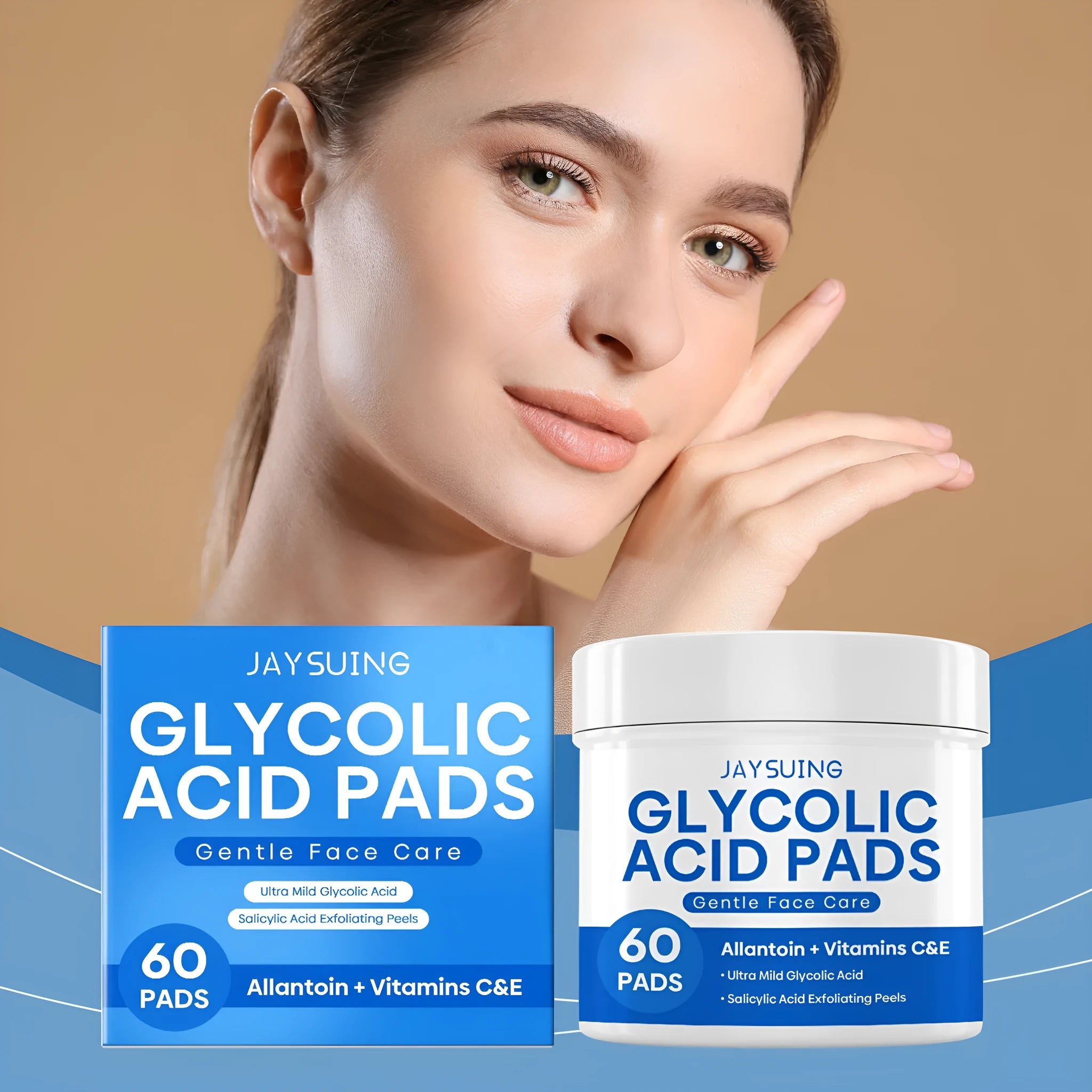 Pack of 60 glycolic acid and vitamin C infused cotton pads for facial skincare