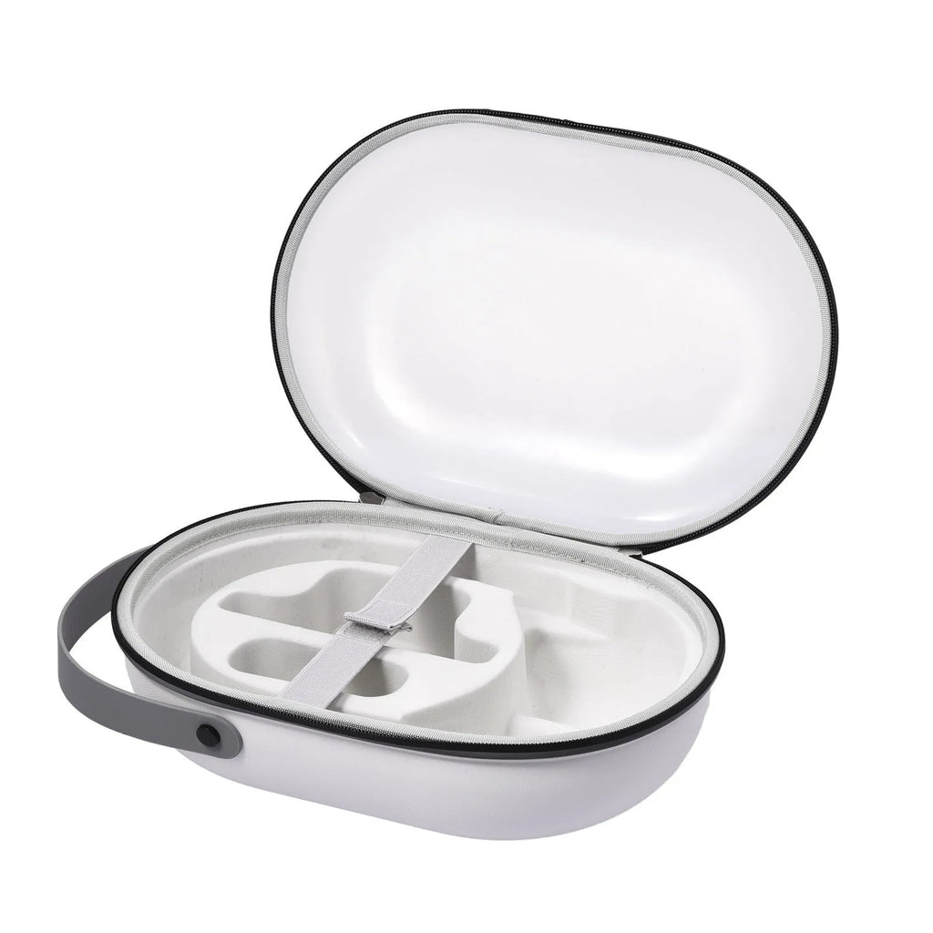Apple Vision Pro in black twill EVA storage bag with sewn seams and compact shape