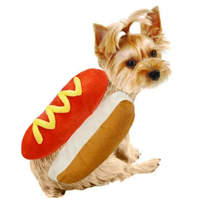 Yellow hot dog burger cotton costume for small to large pet dogs