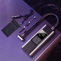 Metal portable air pump with digital display, 80W, 10L/min, 12V and USB charging, 240 x 60 x 44mm, in storage bag