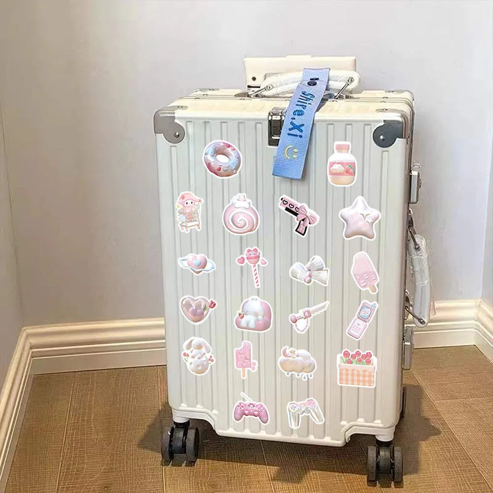 Two sheets of pink girl heart decorative stickers with realistic 3D effect, showing style A and style B patterns.