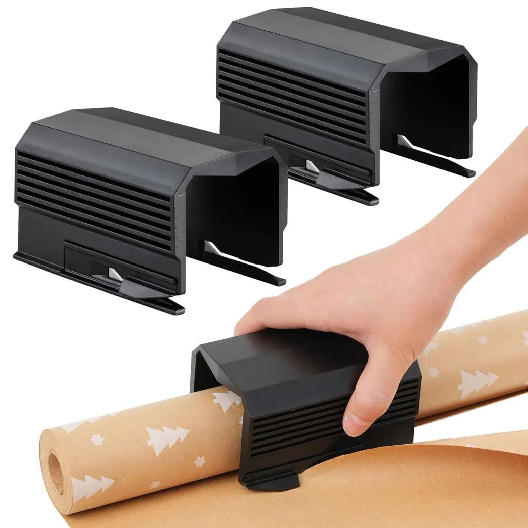 Plastic roll paper cutter in black, red, and green colour options