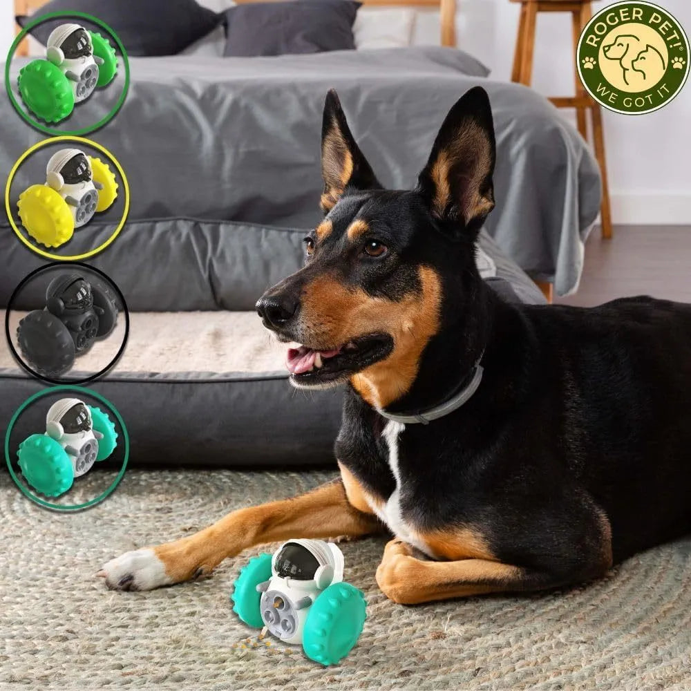 Robot design self-balancing dog and cat treat dispenser puzzle toy in assorted colours
