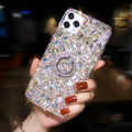 Luxury colourful diamond acrylic phone case with bracket for Samsung Galaxy smartphones.