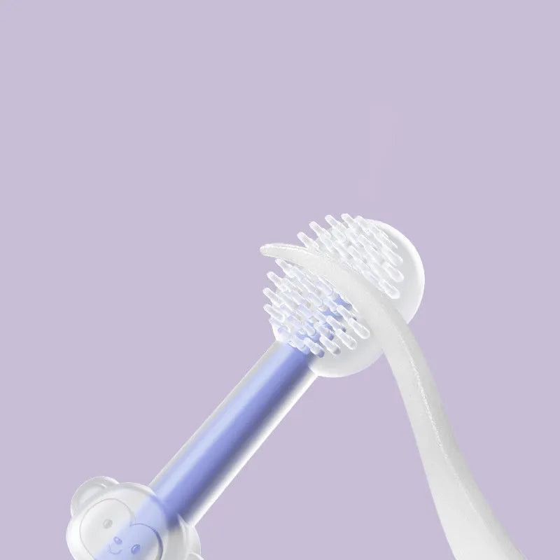 Blue silicone finger pet toothbrush for cleaning dog and cat teeth