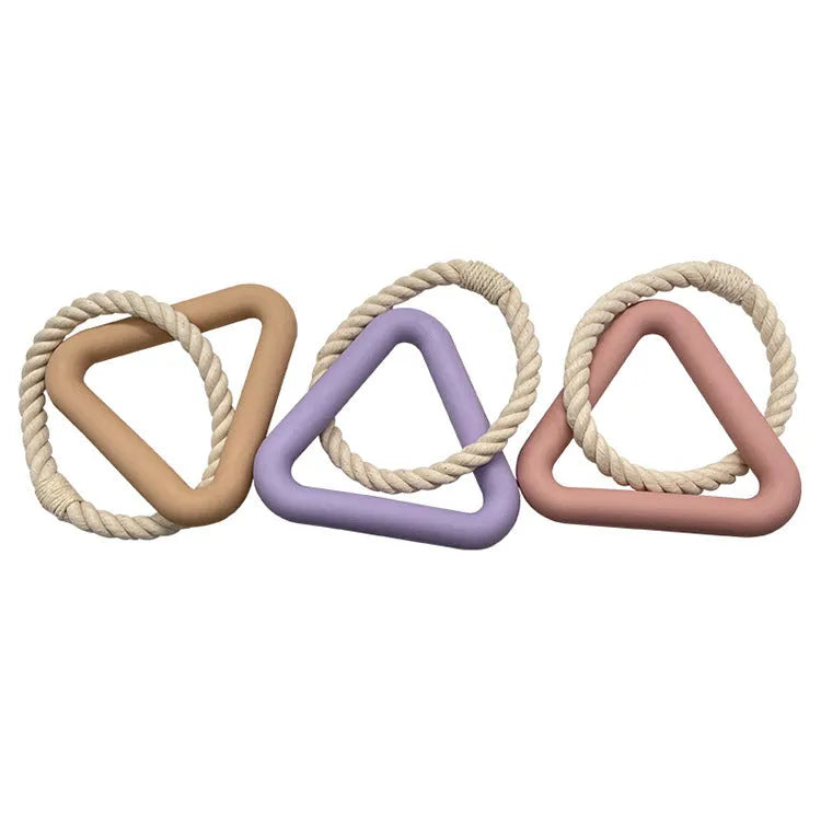 Large triangular pet pull ring toy in cotton rope available in three colours