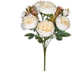 Artificial silk peony bouquet in champagne colour on a table.